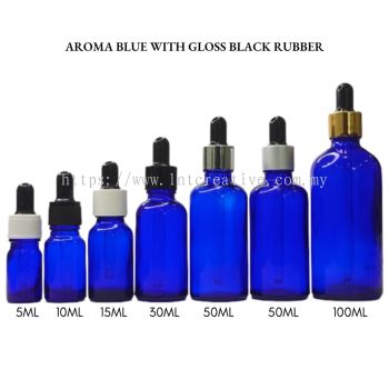 Aroma Blue Bottle with Gloss Black Rubber