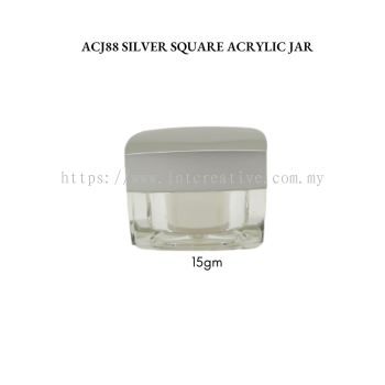 ACJ88 SILVER SQUARE ACRYLIC JAR