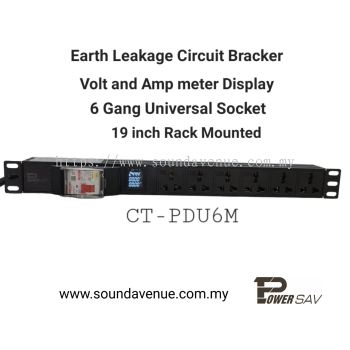 Powersav PDU6M 19 Inch Rack Mounted Power Distribution Unit ( PDU ) with ELCB and Voltage Ampere Display Meter 