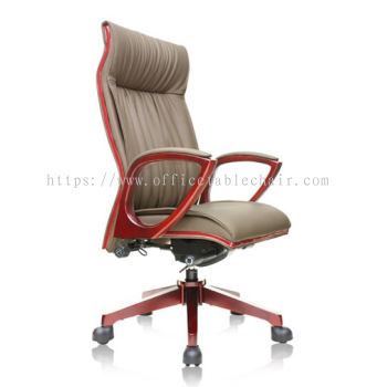 VITTA II DIRECTOR HIGH BACK LEATHER CHAIR C/W WOODEN TRIMMING LINE