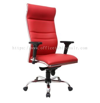 ZOLO(B) DIRECTOR HIGH BACK LEATHER CHAIR C/W CHROME TRIMMING LINE