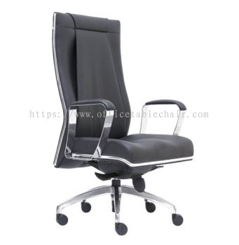 SEDIA DIRECTOR HIGH BACK LEATHER CHAIR WITH CHROME TRIMMING LINE