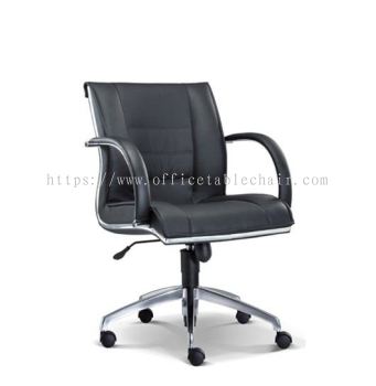 NOSSI EXECUTIVE LOW BACK PU CHAIR C/W CHROME TRIMMING LINE