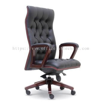NETIZEN DIRECTOR HIGH BACK LEATHER CHAIR WITH WOODEN TRIMMING LINE