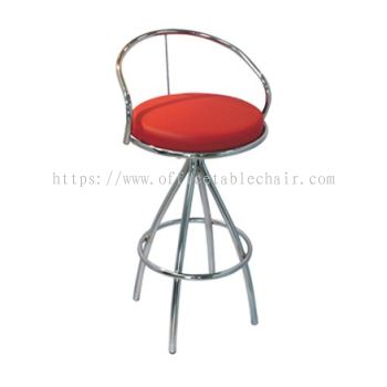 HIGH BARSTOOL CHAIR WITH BACKREST C/W CHROME METAL BASE ST1-1