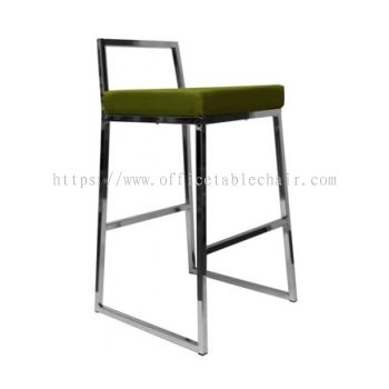 HIGH BARSTOOL CHAIR WITH BACKREST C/W CHROME METAL BASE ST15
