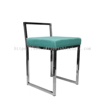 LOW BARSTOOL CHAIR WITH BACKREST C/W CHROME METAL BASE ST15-1