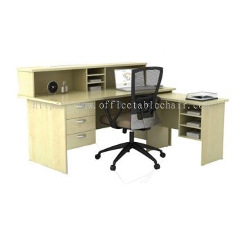 EXCT 1800-SET RECEPTION COUNTER TABLE C/W FIXED PEDESTAL & SIDE TABLE
