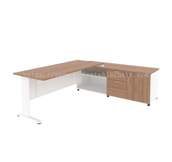 JOY DIRECTOR OFFICE TABLE METAL J-LEG C/W STEEL MODESTY PANEL & SIDE CABINE TMJ 99 (R) 