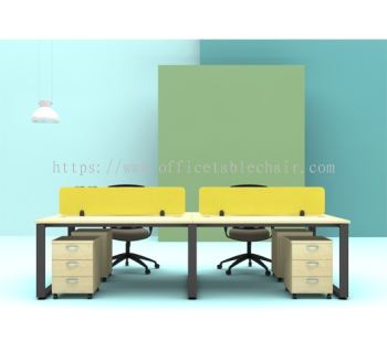 OLVA CLUSTER OF 4 OFFICE WORKSTATION WITH METAL O-LEG