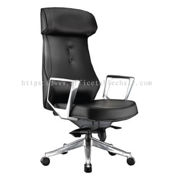 BEGONIA DIRECTOR HIGH BACK LEATHER CHAIR C/W ALUMINIUM DIE-CAST BASE