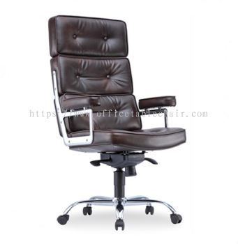 MODY DIRECTOR HIGH BACK LEATHER CHAIR C/W CHROME METAL BASE