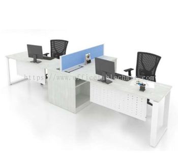 OPEN CONCEPT 2 WORKSTATION 1 WITH METAL O LEG & SIDE CABINET 2