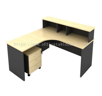 5FT WOODEN BASE RECEPTION COUNTER TABLE WITH MOBILE PEDESTAL 3D