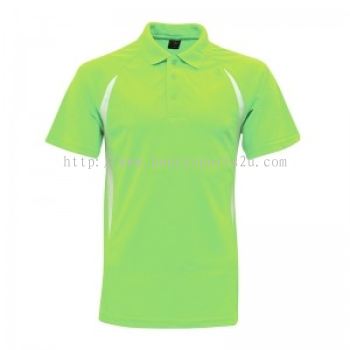 Lefonse Microfiber Cut & Sew Colar T-Shirt (M17-24) FLUORESCENT GREEN with WHITE