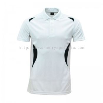 Lefonse Microfiber Cut & Sew Collar T-Shirt ( M19-00 ) WHITE with BLACK