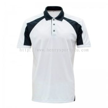 Lefonse Microfiber Cut & Sew Collar T-Shirt ( M31-00) WHITE with BLACK