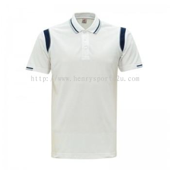 Lefonse Honey Comb Polo Cut & Sew T-Shirt (L08-00) WHITE NAVY GREY