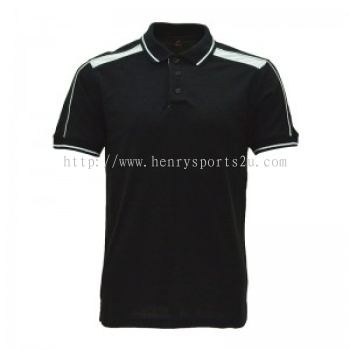 Lefonse Honey Comb Polo Cut & Sew T-Shirt(L06-01) BLACK with WHITE