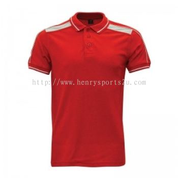 Lefonse Honey Comb Polo Cut & Sew T-Shirt(L06-03) RED with WHITE