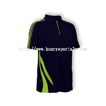 QD2701 Oren Sport Quick Dry Collar Tshirt NAVY with LIME GREEN