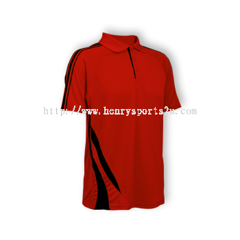 QD2705 Oren Sport Quick Dry Collar Tshirt RED with BLACK