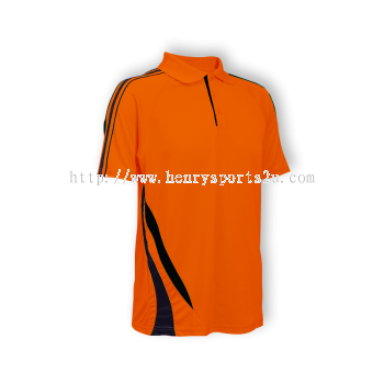 QD2707 Orenge Sport Quick Dry Collar Tshirt ORANGE with BALCK