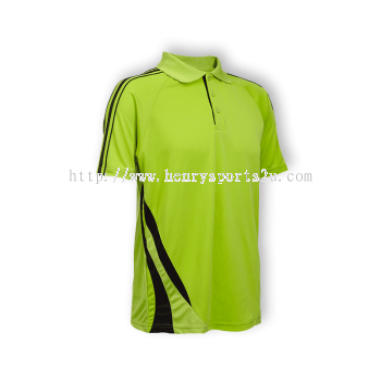 QD2713 Lime Green Oren Sport Quick Dry Collar Tshirt LIME GREEN with BLACK