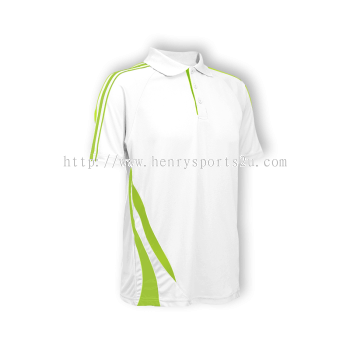 QD2733 White/Lime Green Oren Sport Quick Dry Collar Tshirt WHITE with LIME GREEN