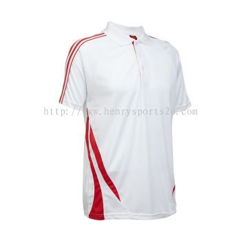 QD2735 White/Red Oren Sport Quick Dry Collar Tshirt WHITE with RED