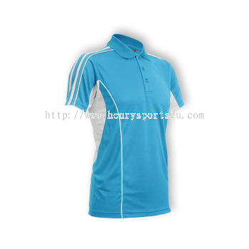 QD3328 Sea Blue Oren Sport Quick Dry Collar Tshirt SEA BLUE with WHITE