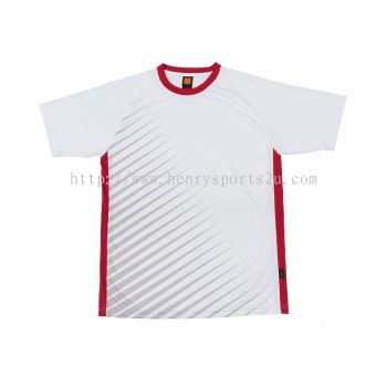 QD46 White/Red Oren Sport Quick Dry Round Neck WHITE with RED