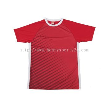 QD4605 Red/White Oren Sport Quick Dry Round Neck RED with WHITE