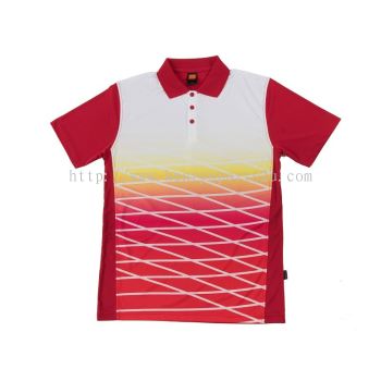 QD4705 Red Oren Sport Quick Dry Collar Tshirt RED with YELLOW with PEACH