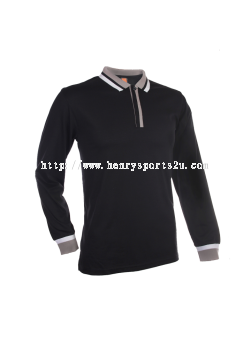 SJ0502 Black Oren Sport Single Jersey Long Sleeve Polo Tee