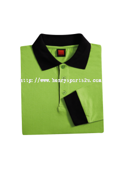 SJ0313 Lime Green Oren Sport Single Jersey Long Sleeve Polo Tee
