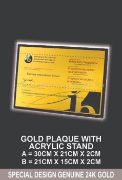 GOLD PLAQUE WITH ACRYLIC STAND