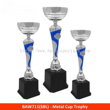 BAW711 Metal Cup Trophy ( SILVER BLUE/ GOLD RED)
