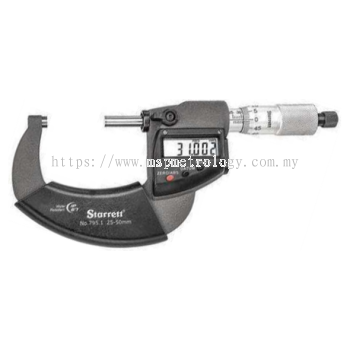 Starrett IP67 Electronic Micrometer, with Output, 25-50mm/1-2, 795.1MXRL-50 Series