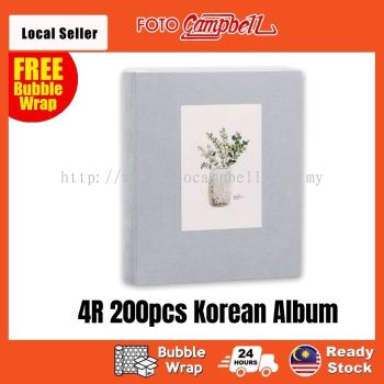 4R-200pcs fabric cover Pocket AlbumReady Stock---light blue flower