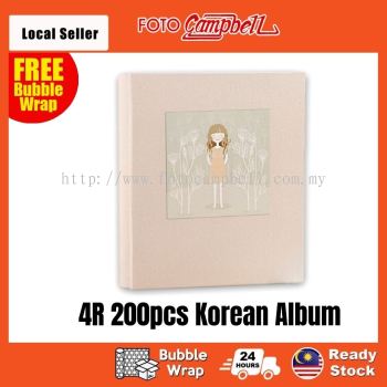 4R-200pcs fabric cover Pocket AlbumReady Stock---ash green