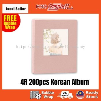 4R-200pcs fabric cover Pocket AlbumReady Stock---pink girl