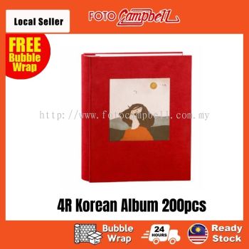4R-200pcs fabric cover Pocket AlbumReady Stock---red