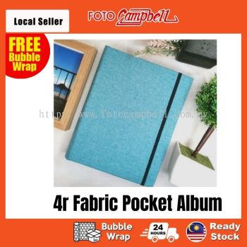 4R-100/200pcs pocket Photo Album(fabric cover)Ready Stock--- premium blue