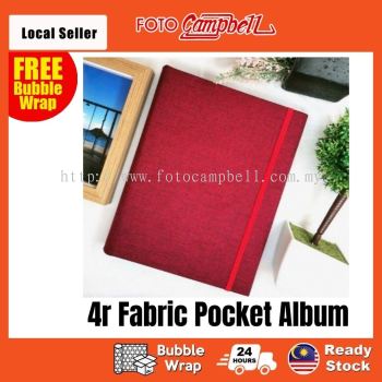 4R-100/200pcs pocket Photo Album(fabric cover)Ready Stock--- prenium red