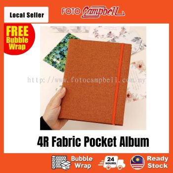 4R-100/200pcs pocket Photo Album(fabric cover)Ready Stock--- premium brown
