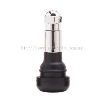 1.25in. Rubber Tubeless Snap-In Valve with Chrome Sleeve .453in. Rim Hole