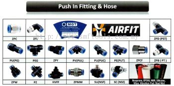 MGT / AIRFIT PUSH IN FITTING (FOR PU TUBING HOSE)