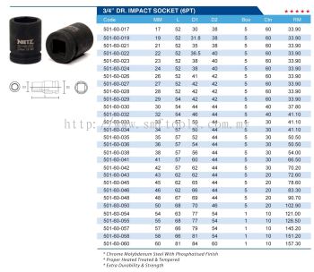 3/4" DR. IMPACT SOCKET (6 PT)