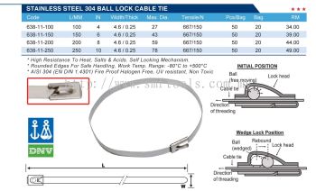STAINLESS STEEL 304 BALL LOCK CABLE TIE